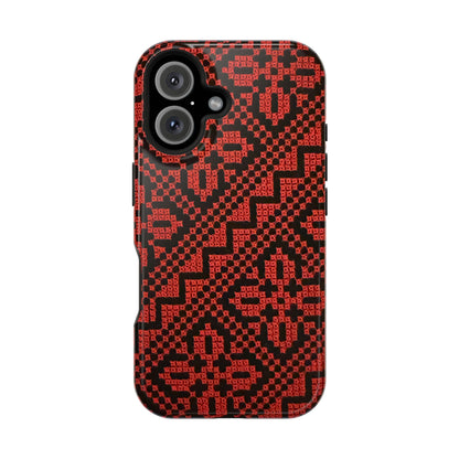 Red and Black Tatreez Design - Iphone Magnetic Tough Case