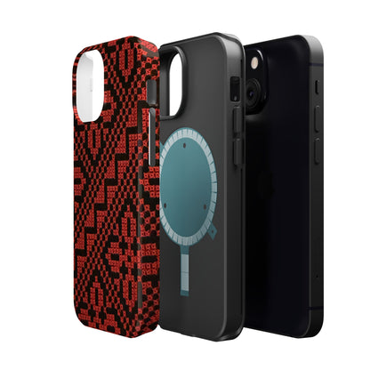 Red and Black Tatreez Design - Iphone Magnetic Tough Case