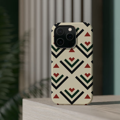 Red Black Green Geometric Design Iphone Magnetic Tough Case
