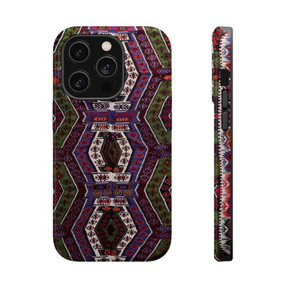 Purple and Green Geometric  Design - Iphone Magnetic Tough Case