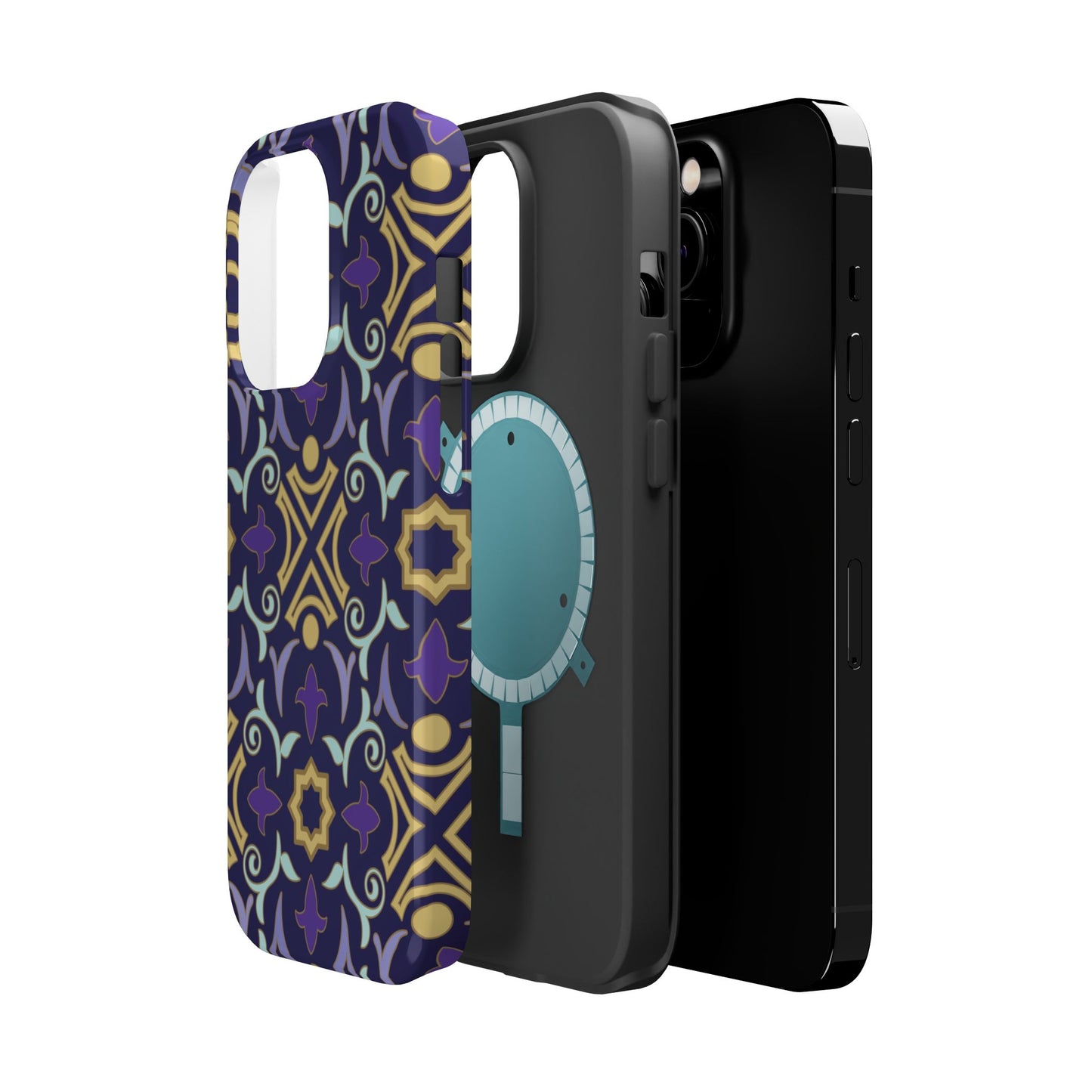 Geometric Purple and Gold Design Iphone Magnetic Tough Case