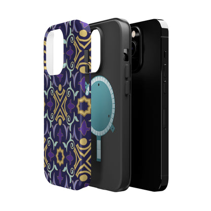 Geometric Purple and Gold Design Iphone Magnetic Tough Case