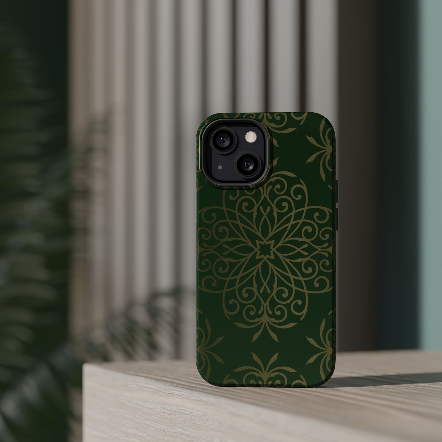 Gold and Green Flowery Design - Iphone Magnetic Tough Case
