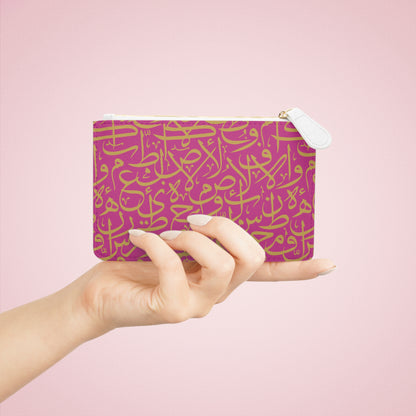 Pink and Gold Arabic Letters Mini Clutch Bag