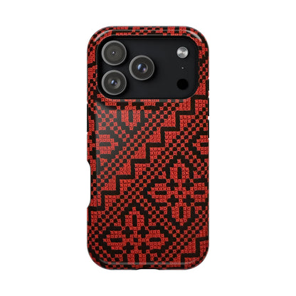 Red and Black Tatreez Design - Iphone Magnetic Tough Case