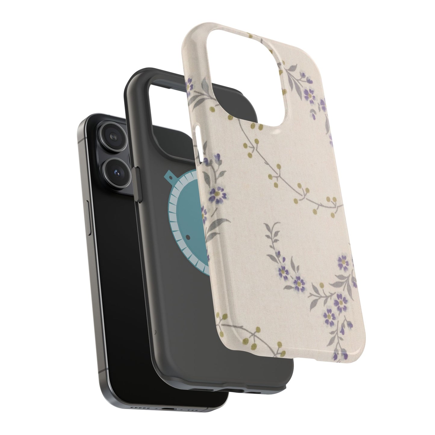 Purple Floral Design - Iphone Magnetic Tough Case