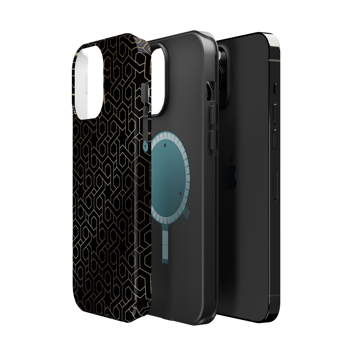 Black and Gold ⭐️ Geometric Design Iphone Magnetic Tough Case