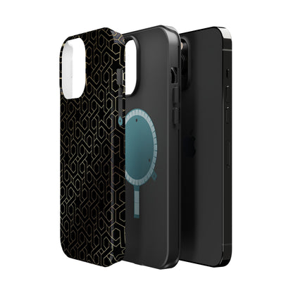 Black and Gold ⭐️ Geometric Design Iphone Magnetic Tough Case