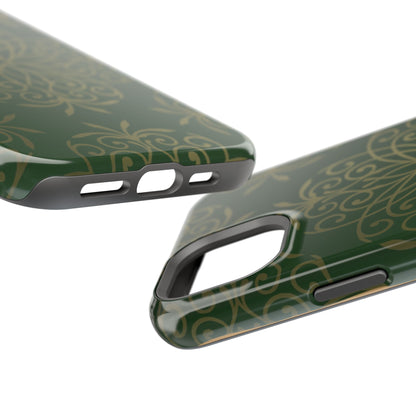 Gold and Green Flowery Design - Iphone Magnetic Tough Case