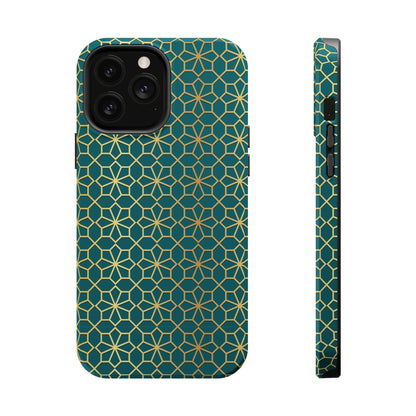 Gold and Green Flower Design - Iphone Magnetic Tough Case