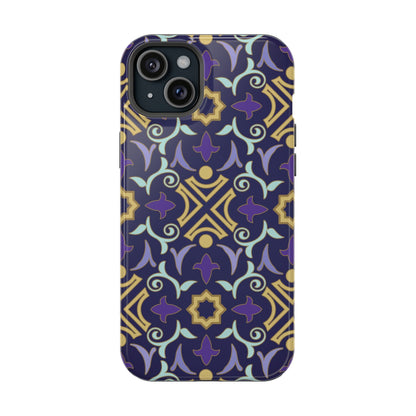 Geometric Purple and Gold Design Iphone Magnetic Tough Case