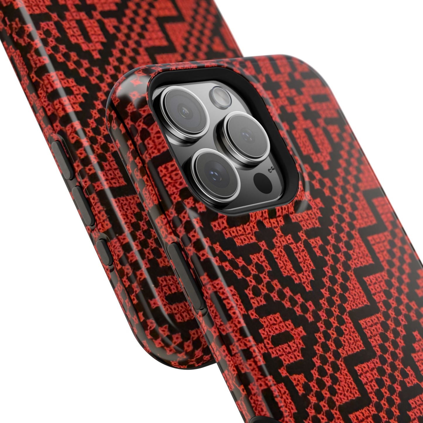 Red and Black Tatreez Design - Iphone Magnetic Tough Case