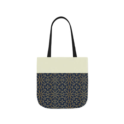 Navy and Gold Star ⭐️ Geometric  Tote Bag, 2-Color Strap