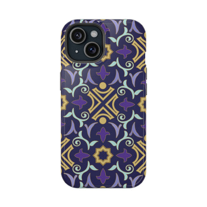 Geometric Purple and Gold Design Iphone Magnetic Tough Case