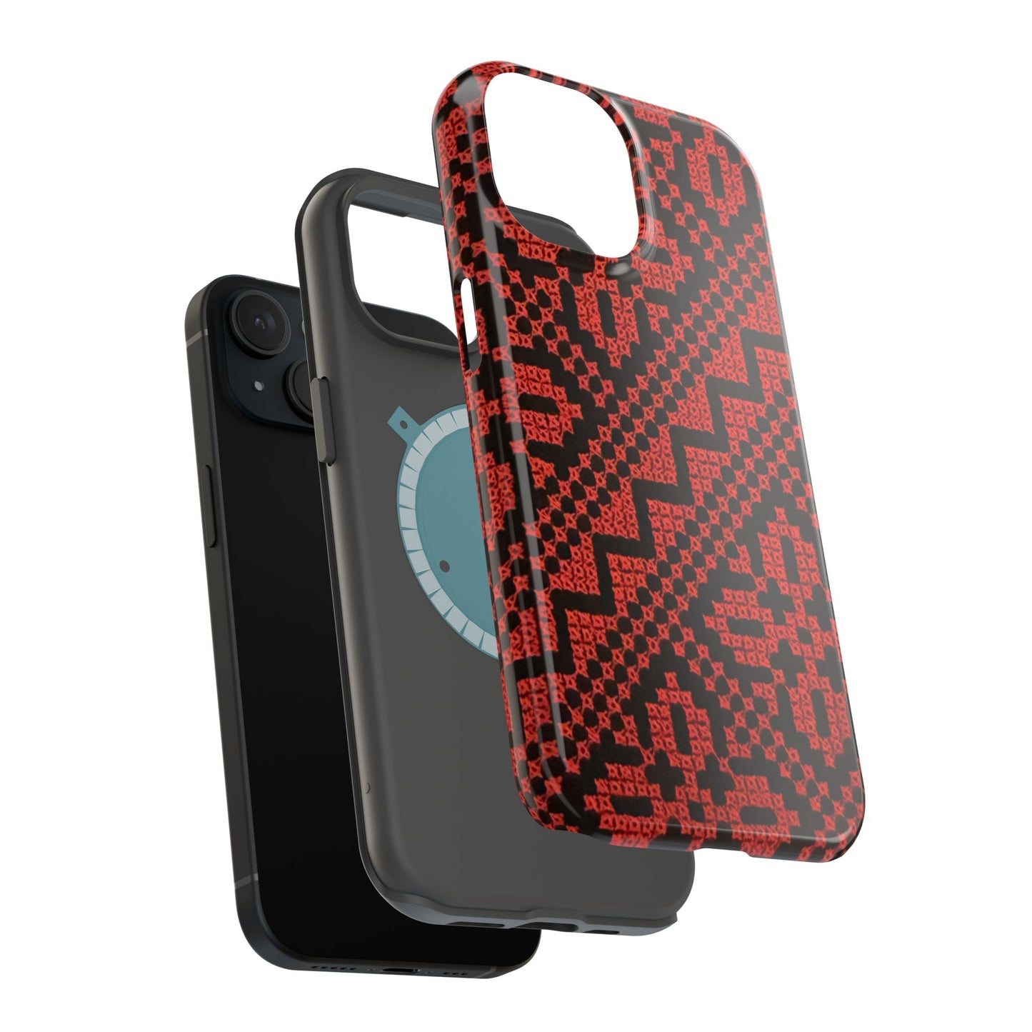 Red and Black Tatreez Design - Iphone Magnetic Tough Case