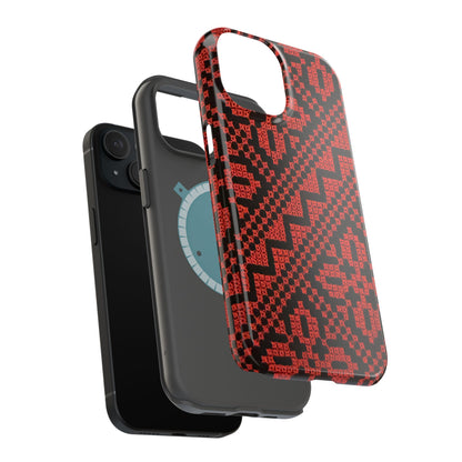 Red and Black Tatreez Design - Iphone Magnetic Tough Case
