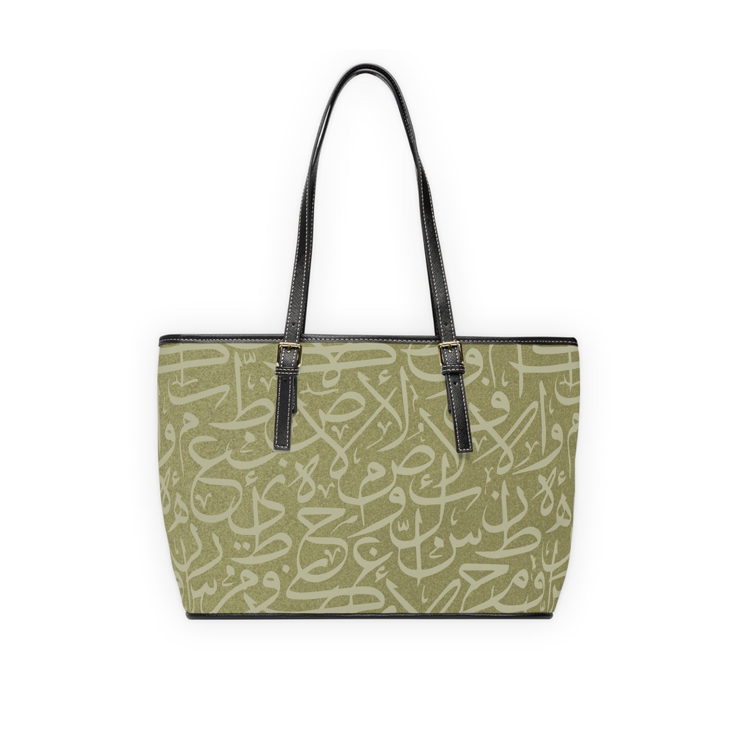 Olive Green ARABIC Calligraphy Letters  Pattern Leather Shoulder Bag