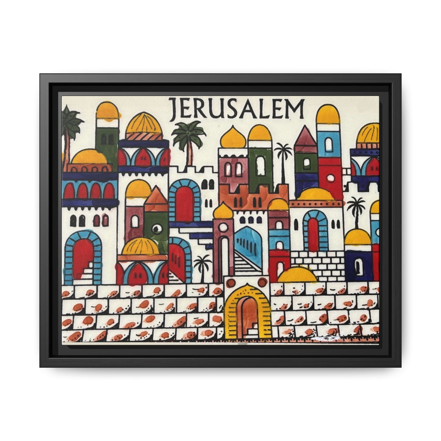 Jerusalem Framed Canvas Art, Colorful Wall Decor, Bohemian Home Art, Travel Gift, Cultural Wall Hanging, Unique Housewarming Gift
