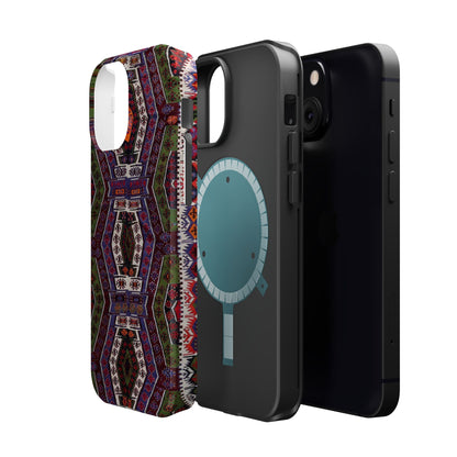 Purple and Green Geometric  Design - Iphone Magnetic Tough Case