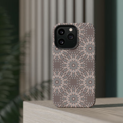 Beige Floral Design - Iphone Magnetic Tough Case