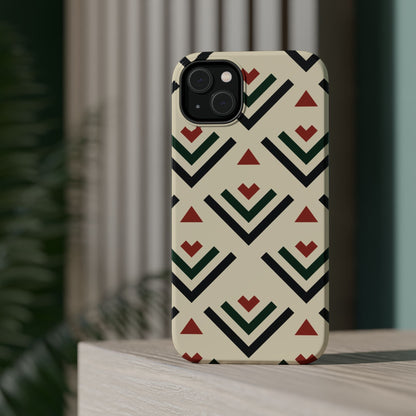 Red Black Green Geometric Design Iphone Magnetic Tough Case