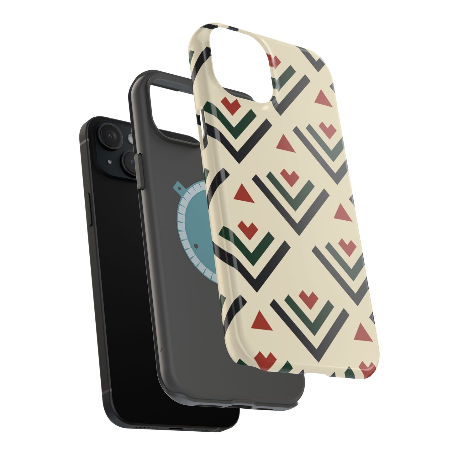 Red Black Green Geometric Design Iphone Magnetic Tough Case