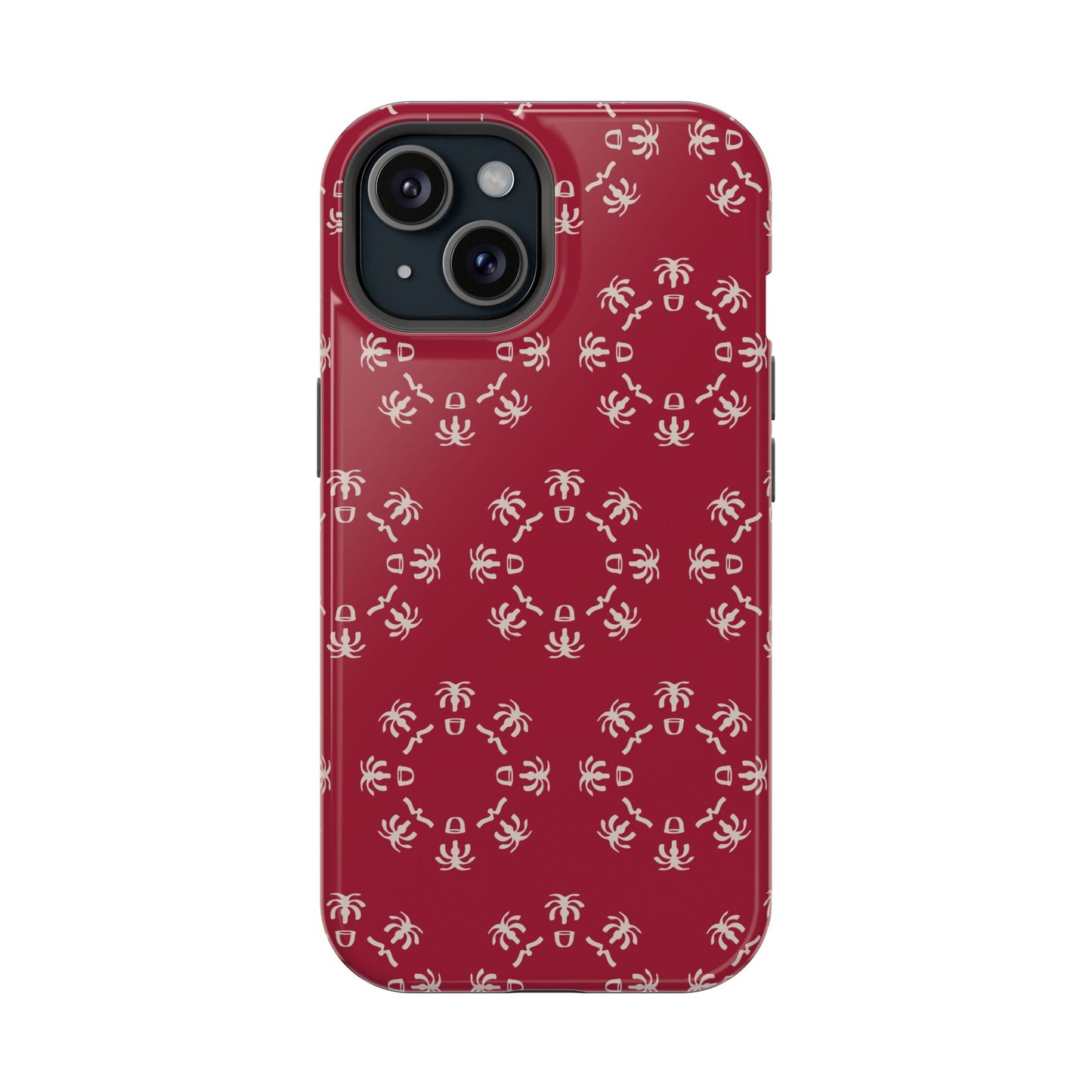 Palm Trees and coffee cups Geometric circle  Design - Iphone Magnetic Tough Case