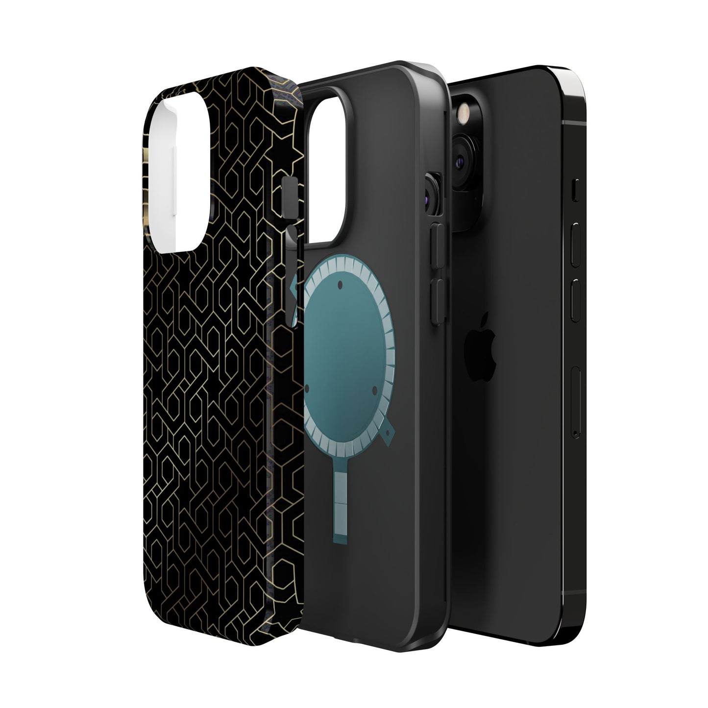 Black and Gold ⭐️ Geometric Design Iphone Magnetic Tough Case