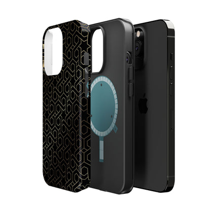 Black and Gold ⭐️ Geometric Design Iphone Magnetic Tough Case
