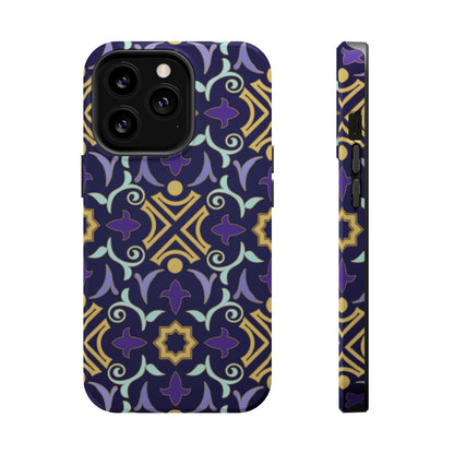 Geometric Purple and Gold Design Iphone Magnetic Tough Case