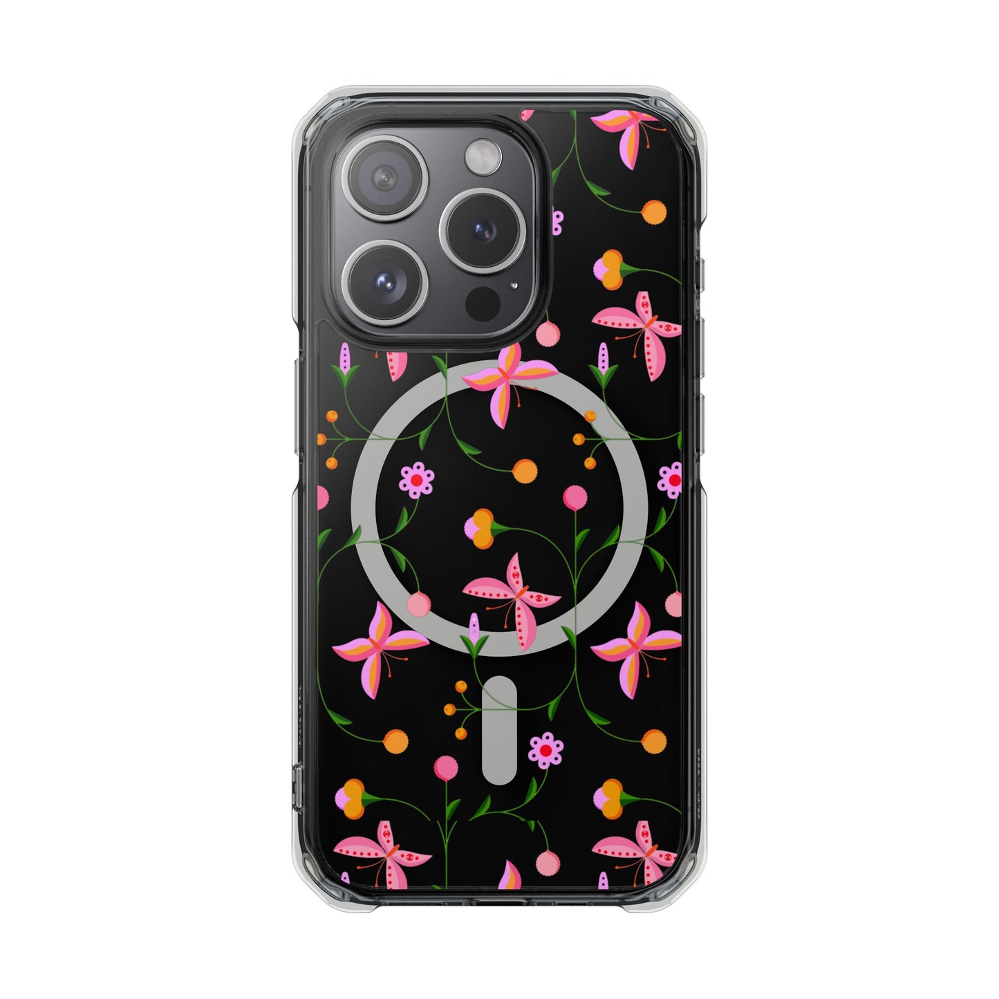 Pink Floral Garden  MagSafe Clear Phone Case