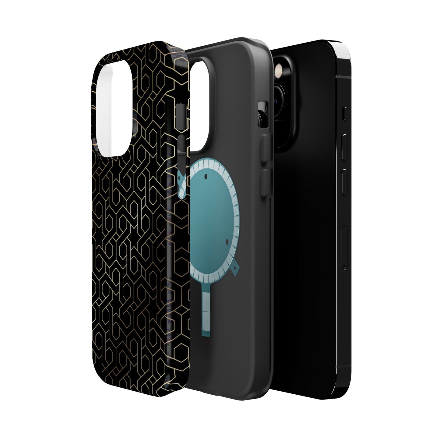 Black and Gold ⭐️ Geometric Design Iphone Magnetic Tough Case