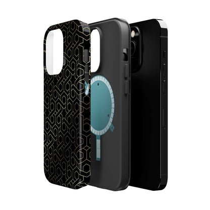 Black and Gold ⭐️ Geometric Design Iphone Magnetic Tough Case