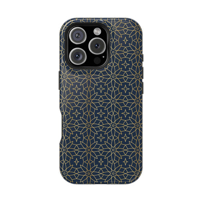 Navy and Gold Geometric Design Iphone Magnetic Tough Case