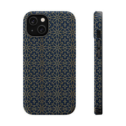 Navy and Gold Geometric Design Iphone Magnetic Tough Case