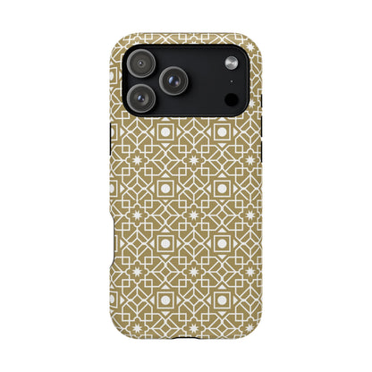 Beige and Gold Geometric Design Iphone Magnetic Tough Case