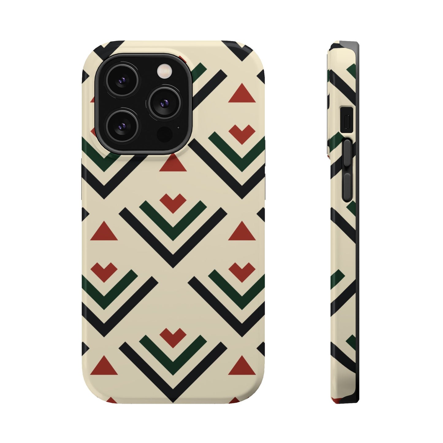 Red Black Green Geometric Design Iphone Magnetic Tough Case