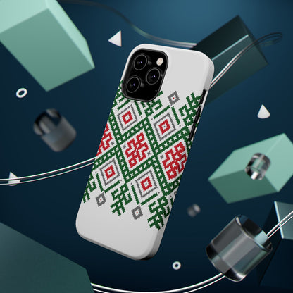 Red white Green and Black  Geometric Design Iphone Magnetic Tough Case