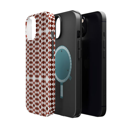 Red and White geometric Design Iphone Magnetic Tough Case