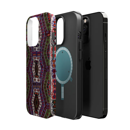 Purple and Green Geometric  Design - Iphone Magnetic Tough Case