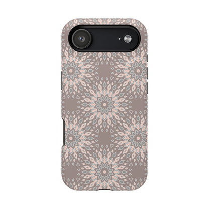Beige Floral Design - Iphone Magnetic Tough Case