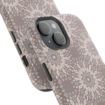 Beige Floral Design - Iphone Magnetic Tough Case