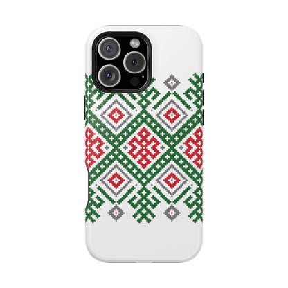 Red white Green and Black  Geometric Design Iphone Magnetic Tough Case