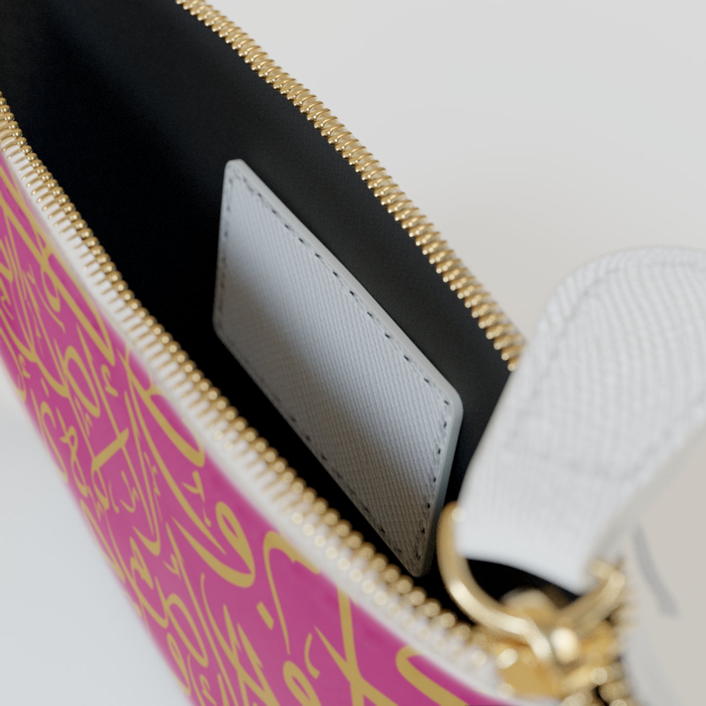 Pink and Gold Arabic Letters Mini Clutch Bag