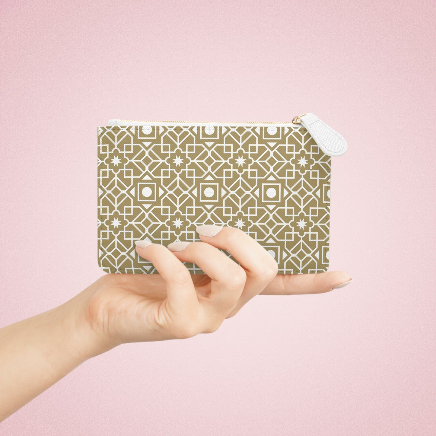 Beige and gold geometric  designs  Mini Clutch Bag