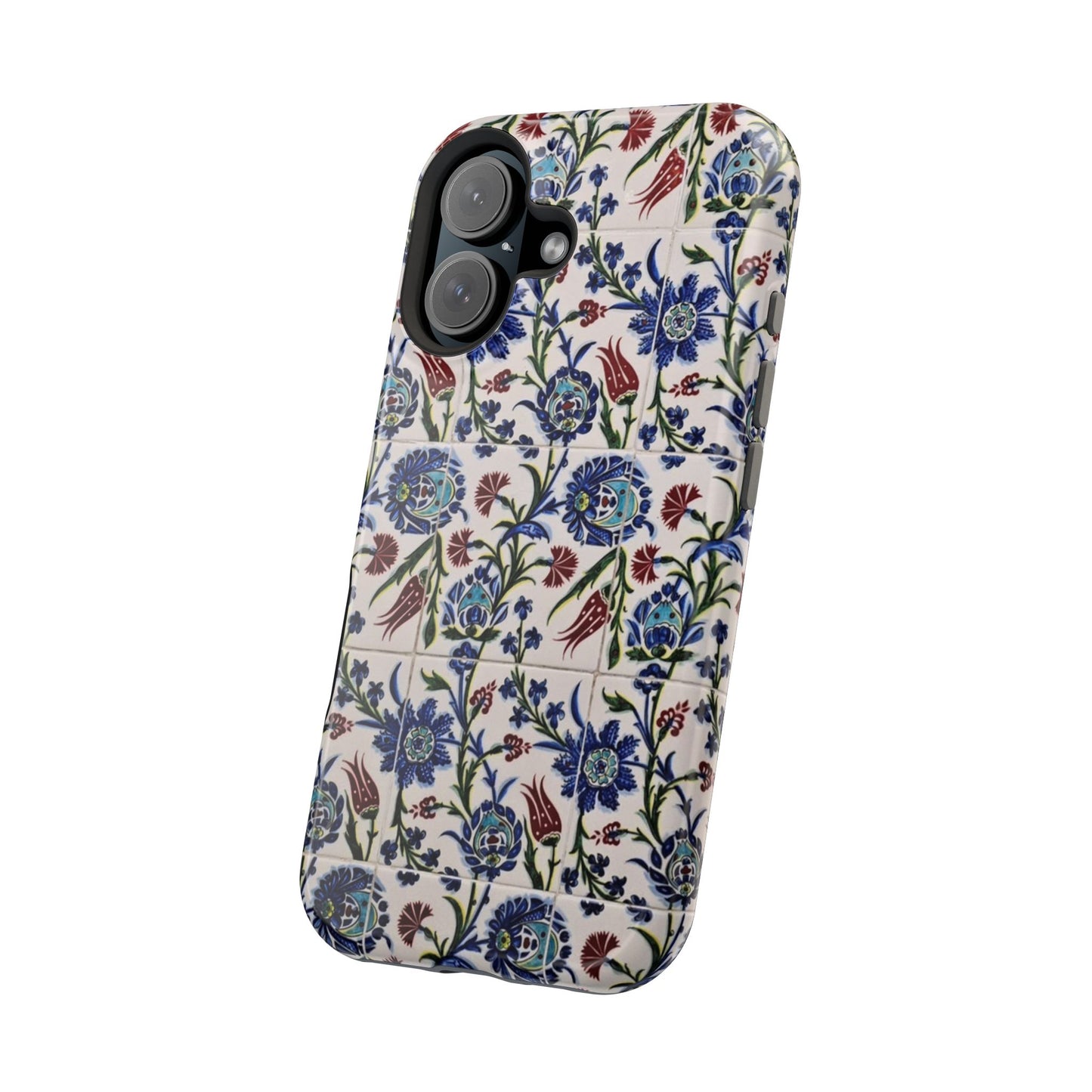 Blue ceramic Floral Design - Iphone Magnetic Tough Case