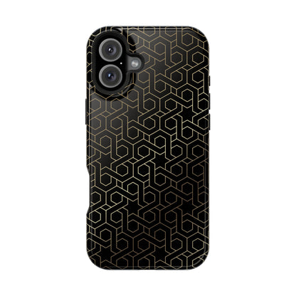 Black and Gold ⭐️ Geometric Design Iphone Magnetic Tough Case