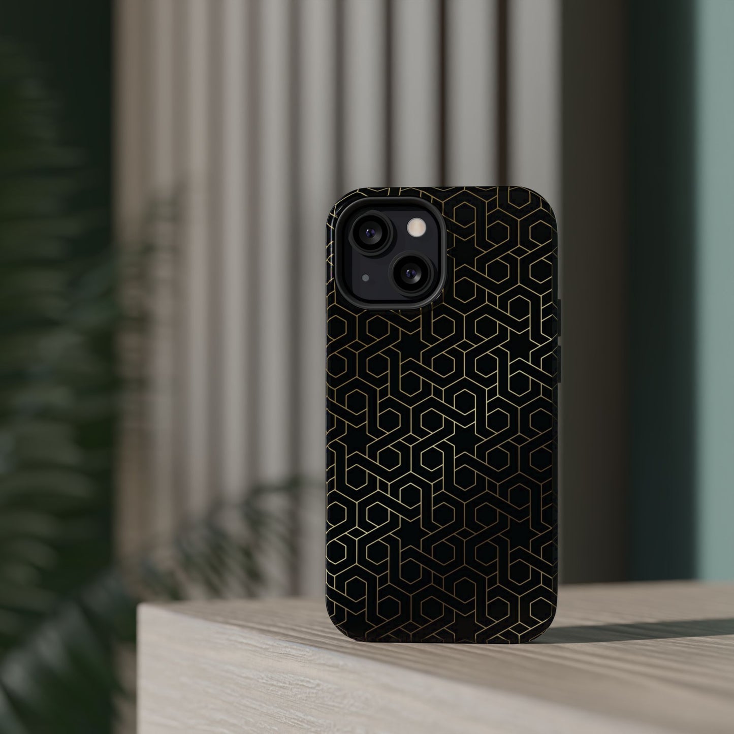 Black and Gold ⭐️ Geometric Design Iphone Magnetic Tough Case