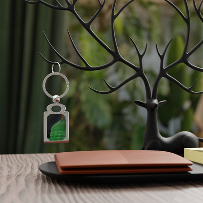 Rectangular Green Dome Memorable Keepsake Keychain,  Keyring