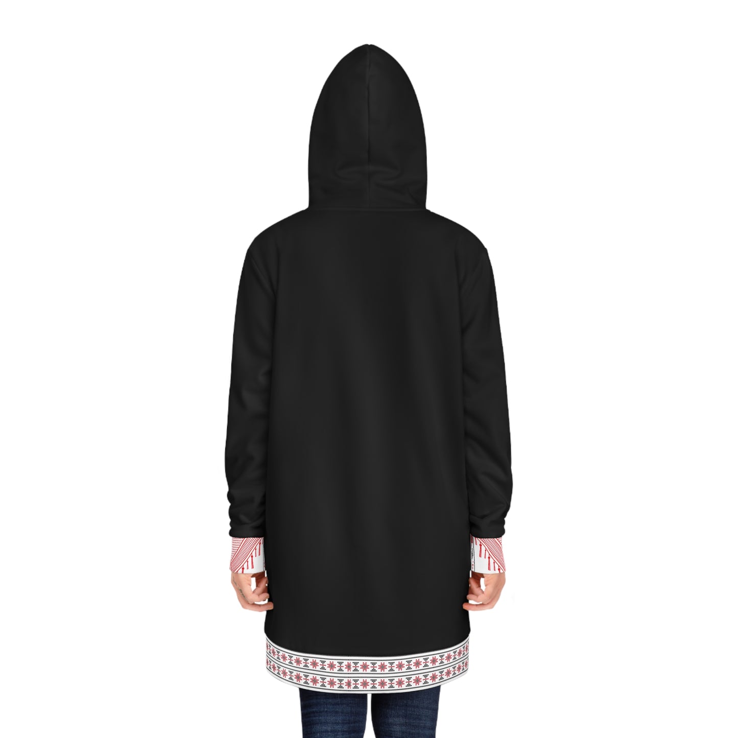 Red and White Hattah Design - Stylish Women's Hoodie Dress